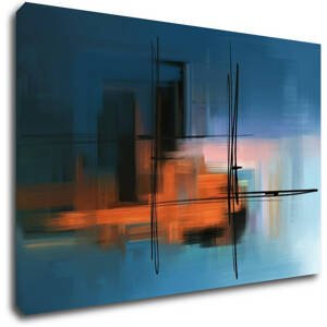 Impresi Obraz Abstrakt modrý s oranžovým detailem - 60 x 40 cm