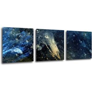Impresi Obraz Abstrakt modrý se zlatým detailem - 90 x 30 cm (3 dílný)