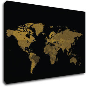 Impresi Obraz Mapa světa černo zlatá - 60 x 40 cm