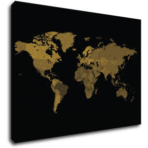 Impresi Obraz Mapa světa černo zlatá - 70 x 50 cm