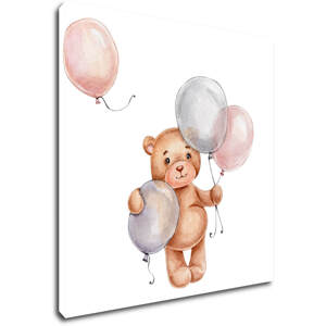 Impresi Obraz Medvídek s barevnými balonky - 20 x 20 cm