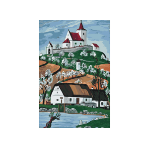 MALUJEŠ Malování podle čísel - JOSEF LADA - MLÝN S KOSTELÍKEM 1944 Rozměr: 60x90 cm, Rámování: vypnuté plátno na rám