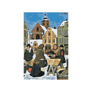 MALUJEŠ Malování podle čísel - JOSEF LADA - VÁNOČNÍ KAPR 1955 Rozměr: 60x90 cm, Rámování: vypnuté plátno na rám