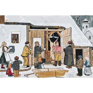 MALUJEŠ Malování podle čísel - JOSEF LADA - ZABIJAČKA 1942 Rozměr: 60x90 cm, Rámování: vypnuté plátno na rám