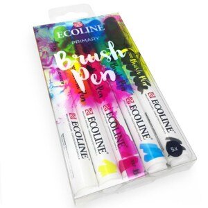 Royal Talens, 11509900, Ecoline brushpen set, sada štětečkových akvarelových popisovačů, primary, 5 ks