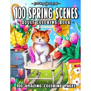 100 Spring Scenes, antistresové omalovánky, Coloring Book Cafe