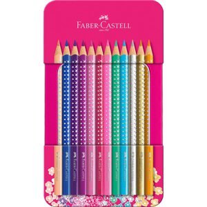 Faber-Castell, 201737, Sparkle Grip, sada Grip pastelek s třpytivým efektem, 12 ks