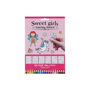 Sweet girls, W009660, samolepky k domalování, pro holčičky, 6 listů
