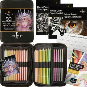 Castle art supplies, ‎CAS-50PTZ, Premium Pasteltint pencils, sada pastelek v pouzdře, pastelové odstíny, 48 ks