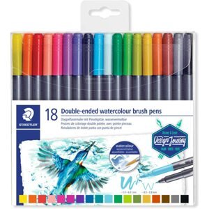 Staedtler, 3001 TB18, Double ended, brush akvarelové popisovače, oboustranné, 18 ks