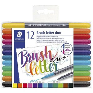 Staedtler, 3004 TB12, Brush letter Duo, brush popisovače, oboustranné, 12 ks