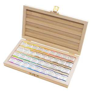 Umton, Q-36, Sada mistrovských akvarelových barev v dřevěné kazetě, 2,6 ml, 36 kusů