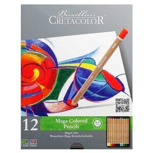 Cretacolor, 29012, Mega colored pencils, sada silných uměleckých pastelek, 12 ks