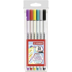 Stabilo, 568/06-11, Pen 68 brush, štětečkové fixy, 6 ks