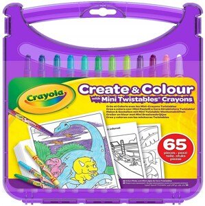 Crayola, 04-0378-E-000, Create & Colour, cestovní sada pastelek s pracovními listy, 65 ks