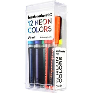 Karin, 27 C12, Brushmarker Pro, sada štětečkových popisovačů, 12 ks, Neon colours