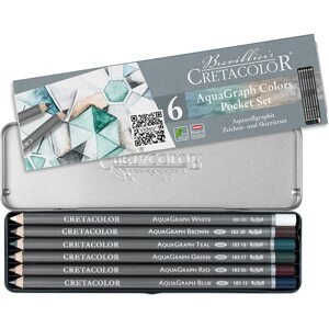 Cretacolor, ‎183 99, AquaGraph, sada akvarelových, barevných, grafitových tužek HB, 6ks
