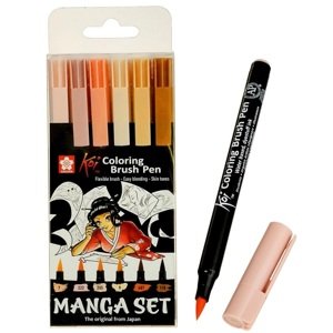 Sakura, ‎POXBRMAN6, Koi brush pen, sada štětečkových akvarelových popisovačů, Manga set, 6 ks