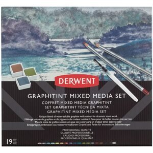 Derwent, 2305949, Graphitint Mixed Media, sada barevných grafitových tužek a akvarelů se štětcem, 19 ks