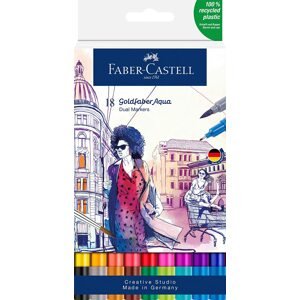 Faber-Castell, 164618, Goldfaber Aqua Dual Markers, akvarelové popisovače s linerem, 18 ks