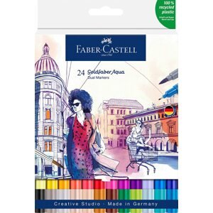 Faber-Castell, 164624, Goldfaber Aqua Dual Markers, akvarelové popisovače s linerem, 24 ks