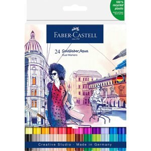 Faber-Castell, 164624, Goldfaber Aqua Dual Markers, akvarelové popisovače s linerem, 24 ks