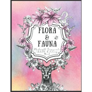 Flora and Fauna Midnight Grayscale, antistresové omalovánky, Aubreys Printables