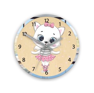 Dětské nástěnné hodiny Cat Ballerina