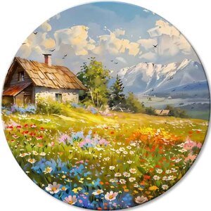 Kulaté malby akrylem Horská chata