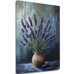 Obraz levandulová harmonie | Pokoj v hliněné váze | Akrylové detaily 40x60 cm