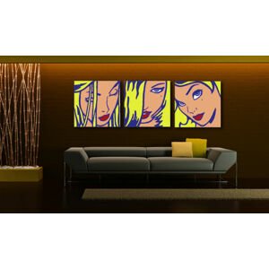 Ručně malovaný POP Art COMIX 3 dílný 150x50cm