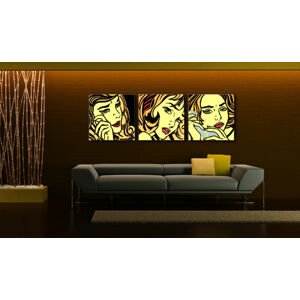 Ručně malovaný POP Art COMIX 3 dílný 150x50cm