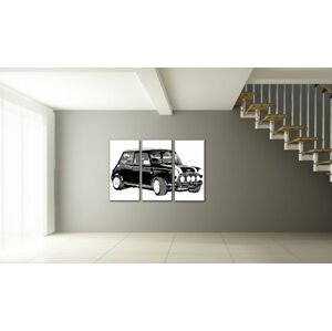 Ručně malovaný POP Art Mini Cooper 3 dílný 120x80cm