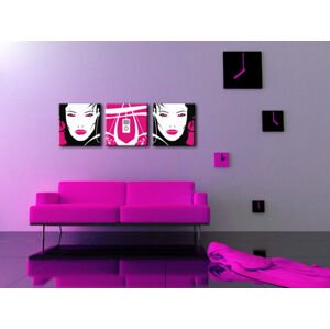 Ručně malovaný POP Art PINK WOMAN 3 dílný 150x50cm