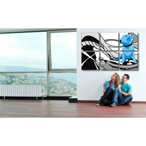 Ručně malovaný POP Art Dog and DJ´S 6 dílný 150x100cm