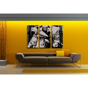 Ručně malovaný POP Art KILLER WITH YELLOW EYES 3 dílný 120x80cm