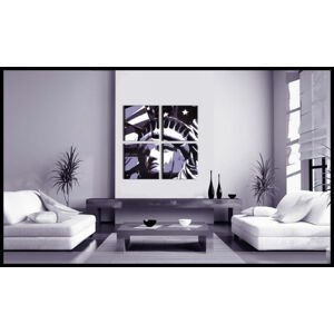 Ručně malovaný POP Art SOCHA SLOBODY 4 dílný 100x100cm