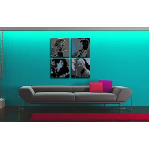 Ručně malovaný POP Art Rolling Stones 4 dílný 100x100cm