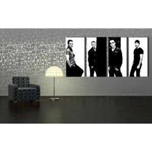 Ručně malovaný POP Art U2 IN BLACK 4 dílný 160x80cm