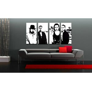 Ručně malovaný POP Art U2 IN BLACK 4 dílný 160x80cm