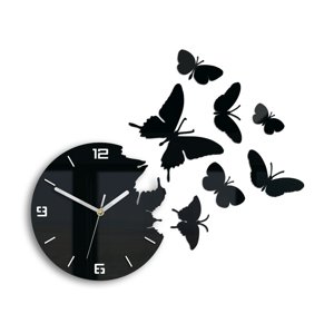 Moderní nástěnné hodiny BUTTERFLIE 3D BLACK NH048