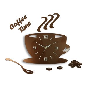 Moderní nástěnné hodiny COFFE TIME 3D COPPER