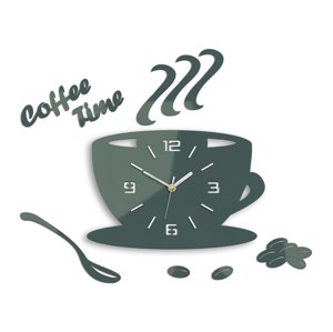 Moderní nástěnné hodiny COFFE TIME 3D GRAY