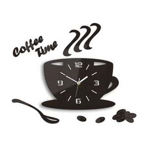 Moderní nástěnné hodiny COFFE TIME 3D WENGE