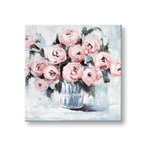 Malovaný nástěnný obraz KVĚTINY VE VÁZE 1dílný 70x70 cm CWF1946HE1