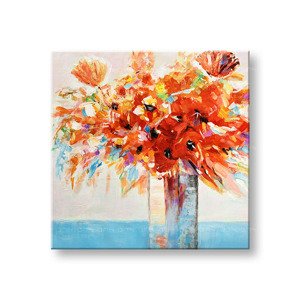 Malovaný nástěnný obraz KVĚTINY VE VÁZE 1dílný 70x70 cm CWF1180WE1