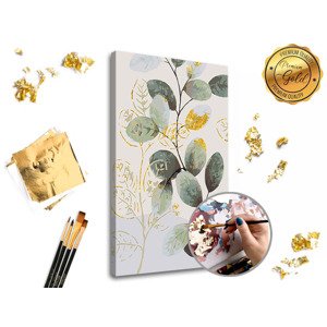Malování podle čísel PREMIUM GOLD – Zeleno-zlaté listí