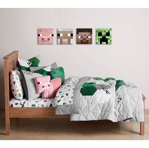 Malování z Minecraftu - Vybrané postavy na plátně - Steve, Creeper, Ovce, Prase