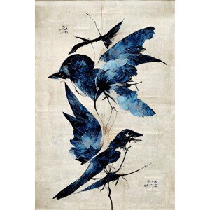 Ilustrace Blue Birds, Treechild, 26.7 × 40 cm