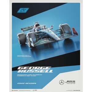 Umělecký tisk Mercedes-AMG Petronas F1 Team - George Russell - 2022, Automobilist, 40 × 50 cm